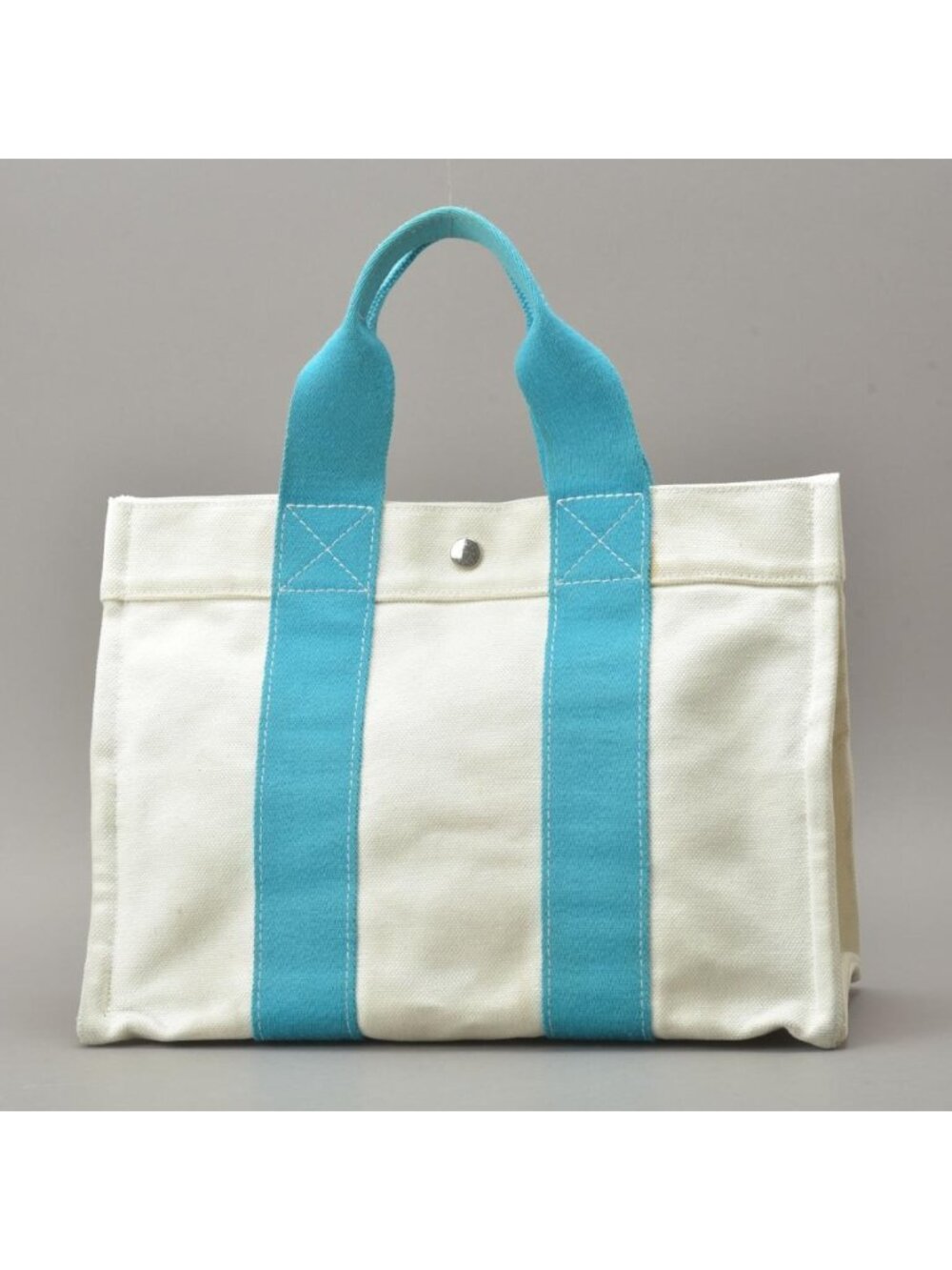 Hermes Bora PM Tote Canvas Light Blue Natural